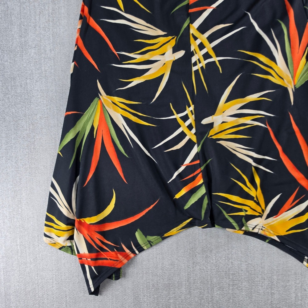 Jostar Tunic Top Women Small Black Floral Bird of Paradise Sharkbite Sleeveless - Picture 13 of 14